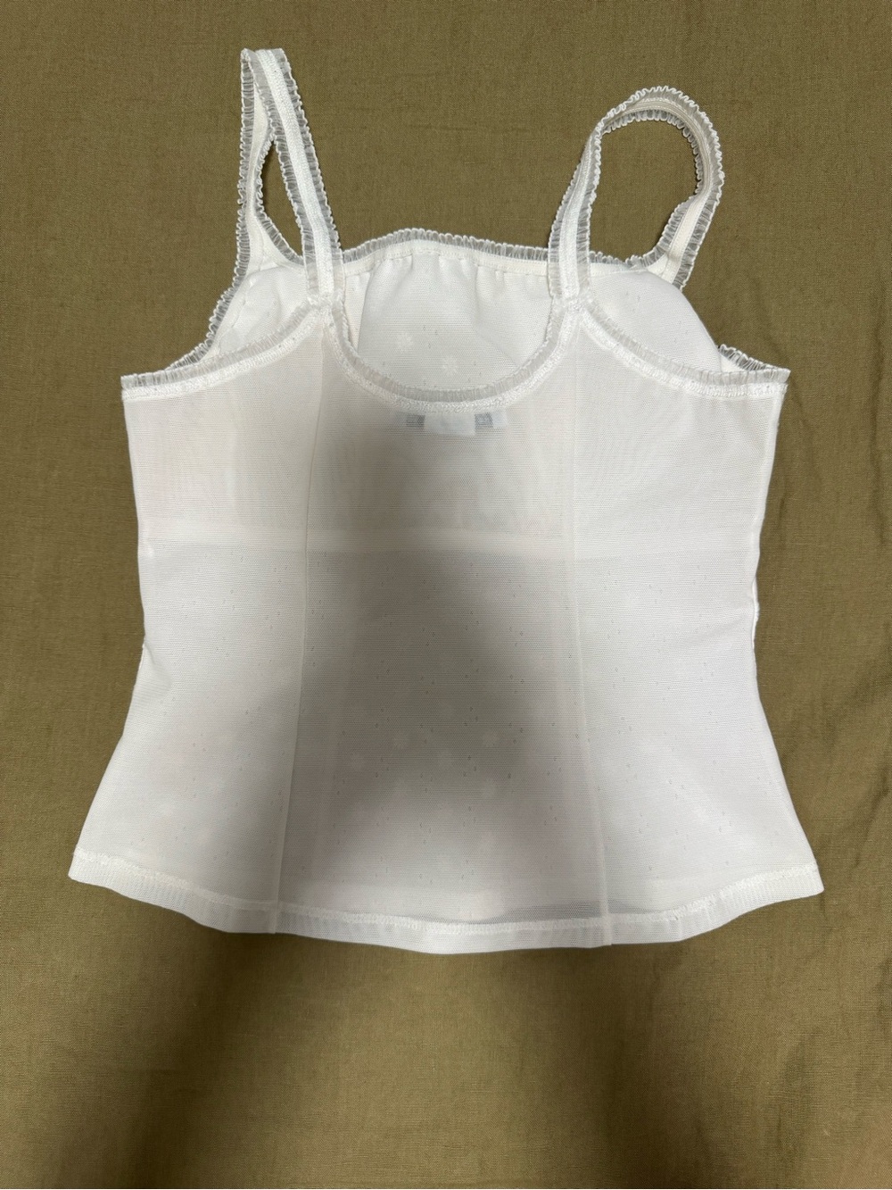 White House Black Market White Sheer Dot Mesh Camisole - corset